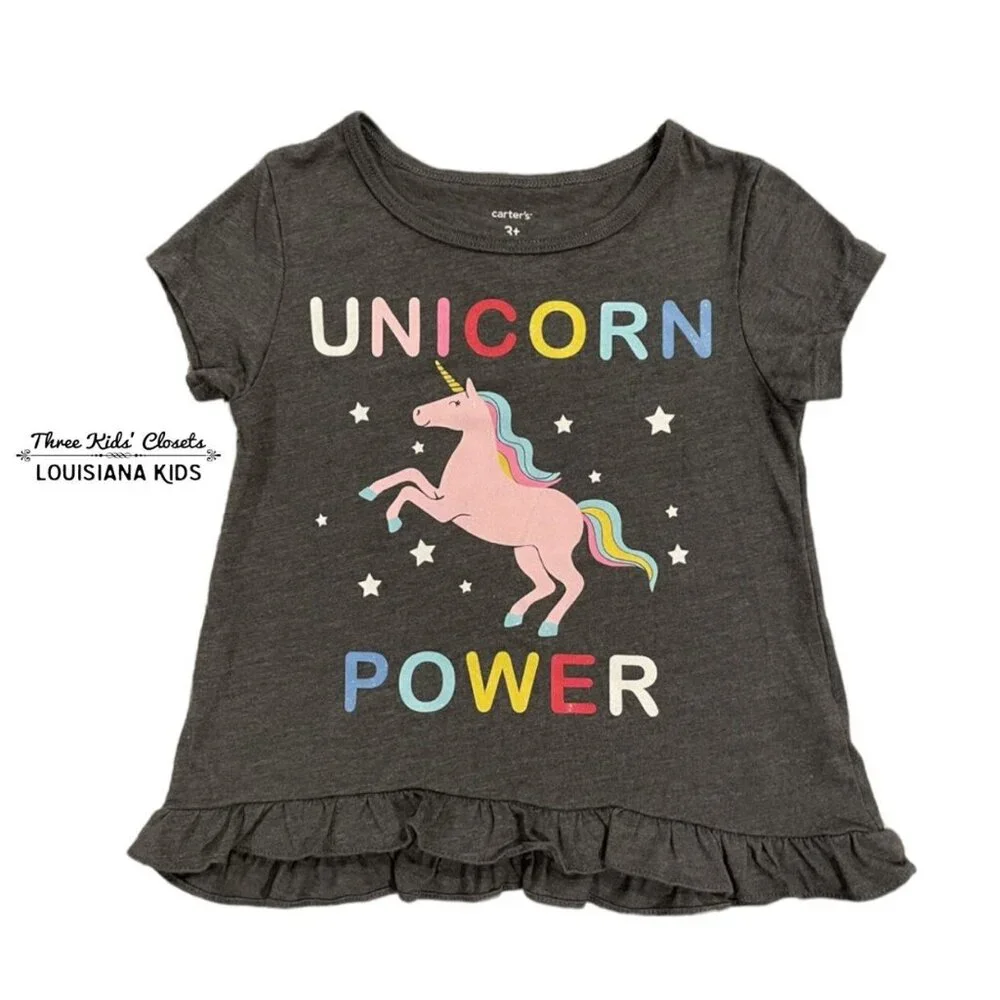 Carter's 3T Colorful Unicorn Peplum Top